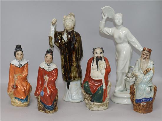 Six Chinese ceramic figures tallest 31cm